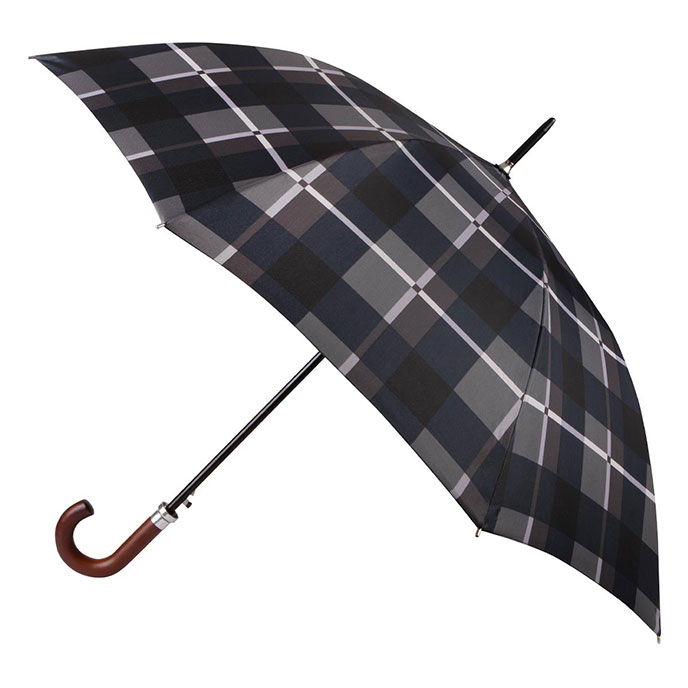 totes ECO-BRELLA® Auto Walker Wood Crook Grey Check  Extra Image 1